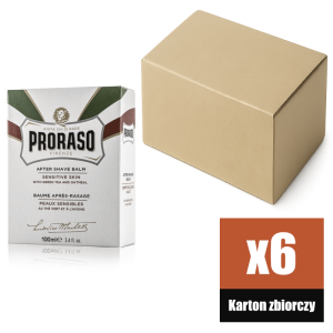 Proraso - Sensitive, linia Biała - Balsam po goleniu, do skóry wrażliwej, łagodzący podrażnienia KARTON 6x100ml