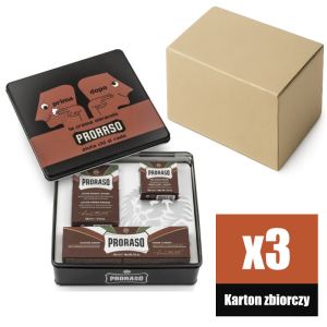 Proraso - Coarse Beards, linia Czerwona - Prima Dopo Vintage Selection, Zestaw do golenia, na prezent w metalowej puszce KARTON 3 sz.