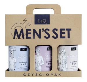 LaQ - Czyściopak dla Facetów, Doberman, Ryszard, KoZiom  - Zestaw na prezent, żel pod prysznic 3x500ml - Zestaw